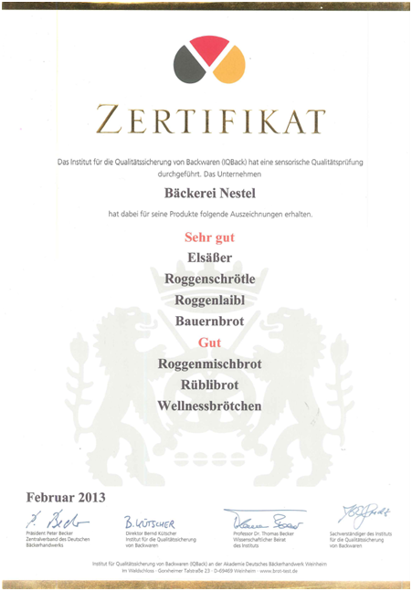 Zertifikat 2013